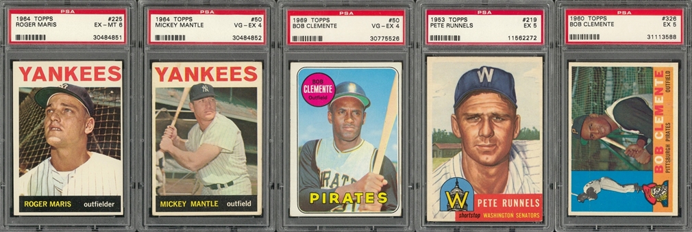 1953-1973 Topps Stars and Hall of Famers Graded Collection (8 Different) Including Mantle and Clemente